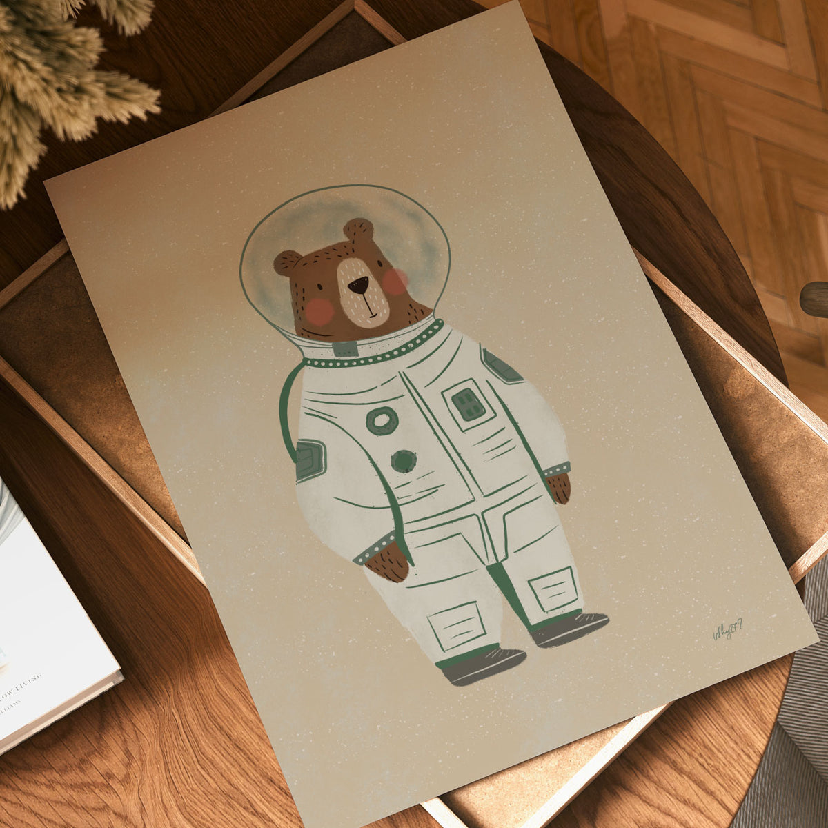 Astronaut Bear Sand Poster