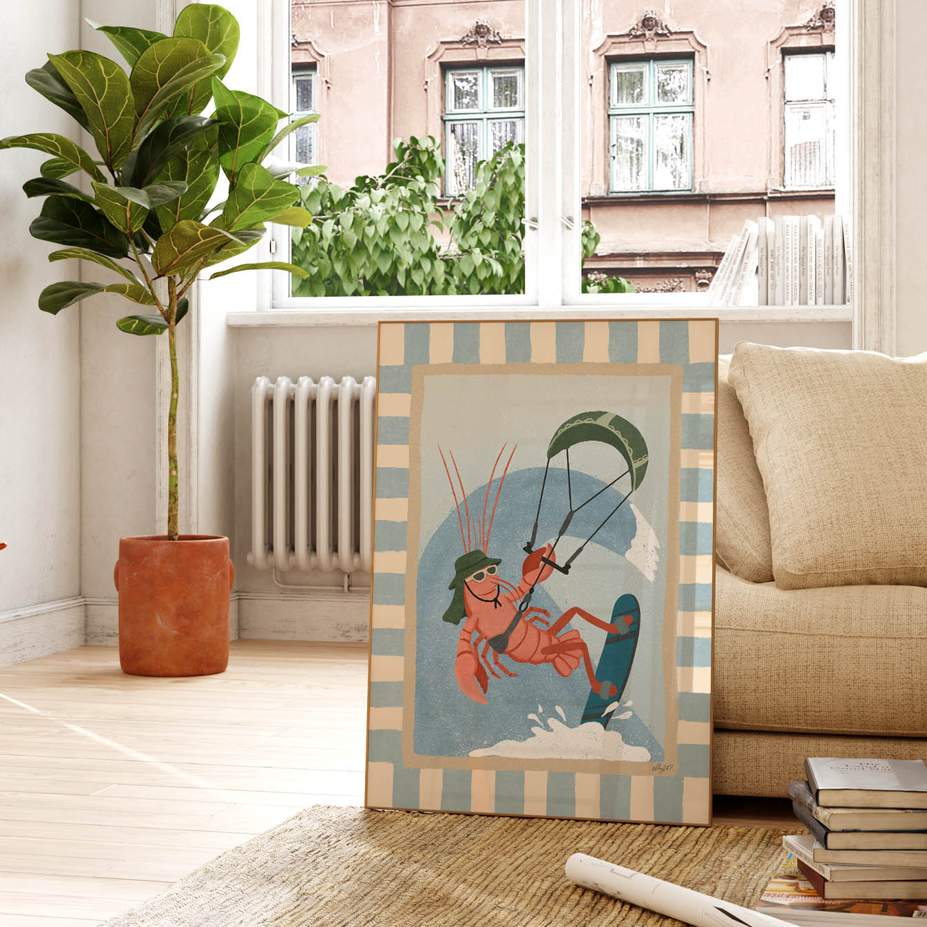 Kite Rider Lobster Poster
