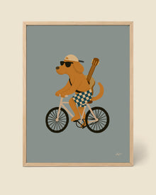 Poster Chien Cycliste