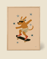 Poster Chien Skateur