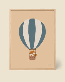 Poster Fuchs im Heißluftballon
