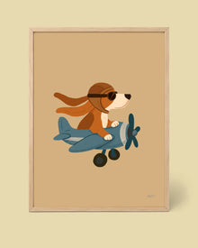Poster Hund im Flugzeug