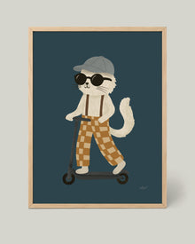 Poster Coole Katze auf dem Roller