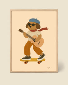 Skater-Hund Poster mit Gitarre