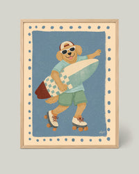Poster Chien Surfeur à Roulettes