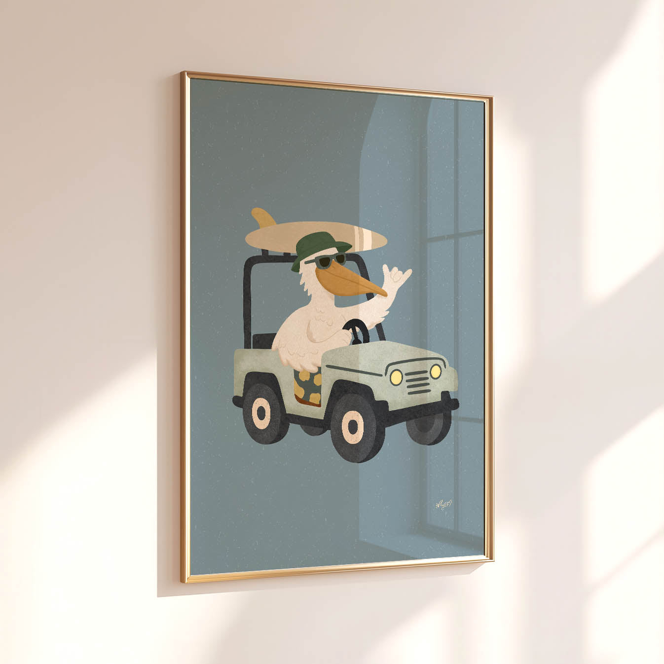 Beach Cruiser Pelican Poster