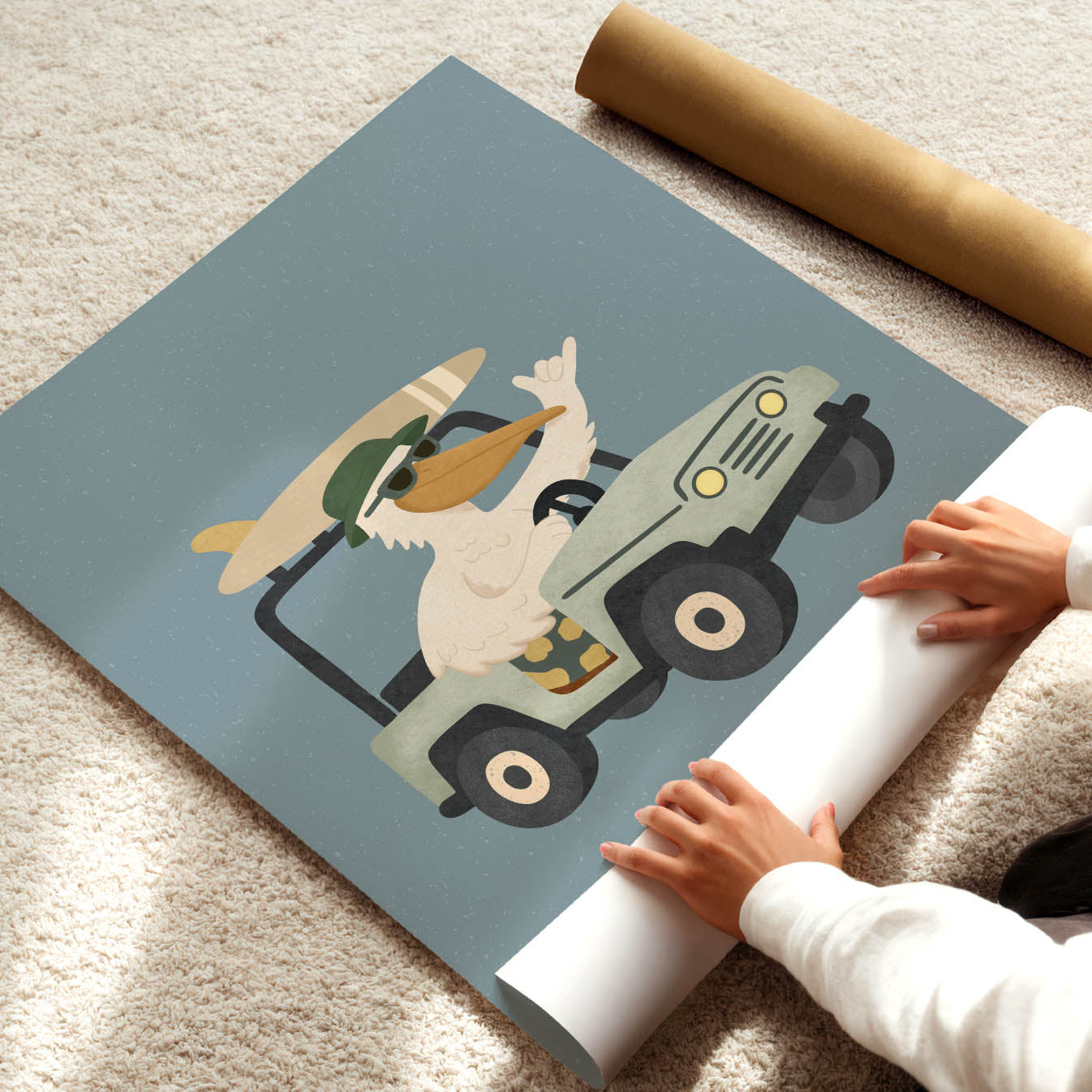 Beach Cruiser Pelican Poster