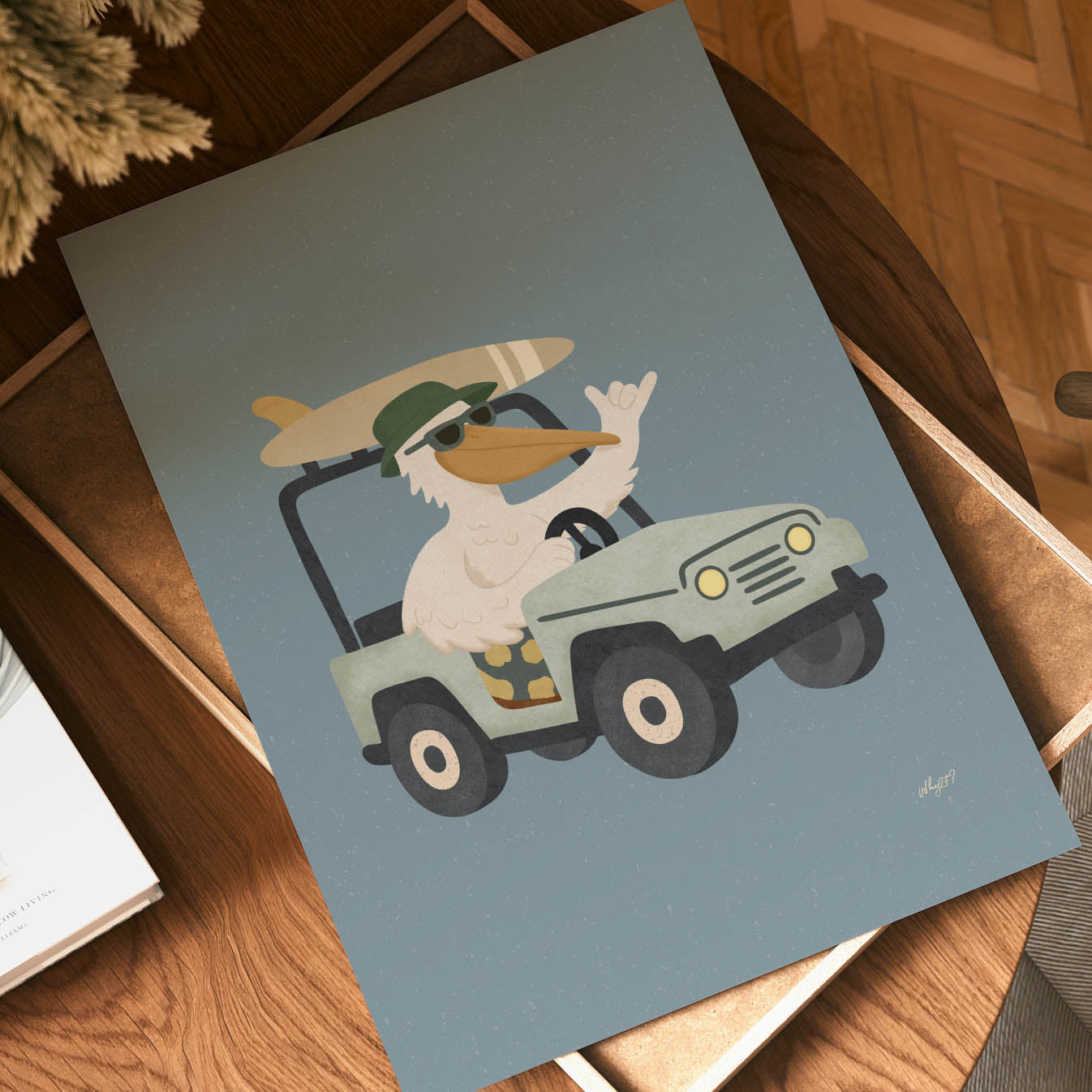 Beach Cruiser Pelican Poster