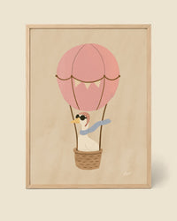 Poster Gans im Heißluftballon