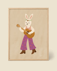 Poster Kaninchen mit Gitarre