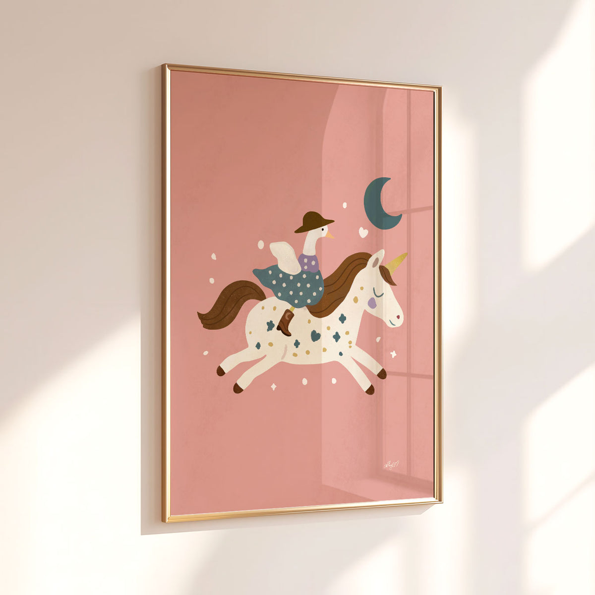 Unicorn With Flowers Poster
