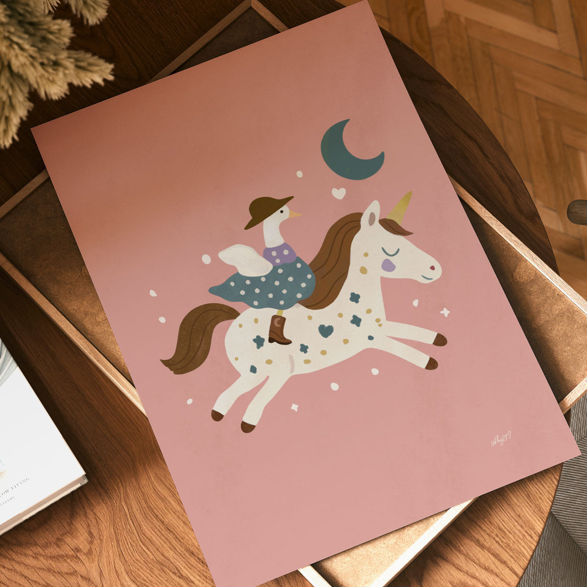 Unicorn With Flowers Poster