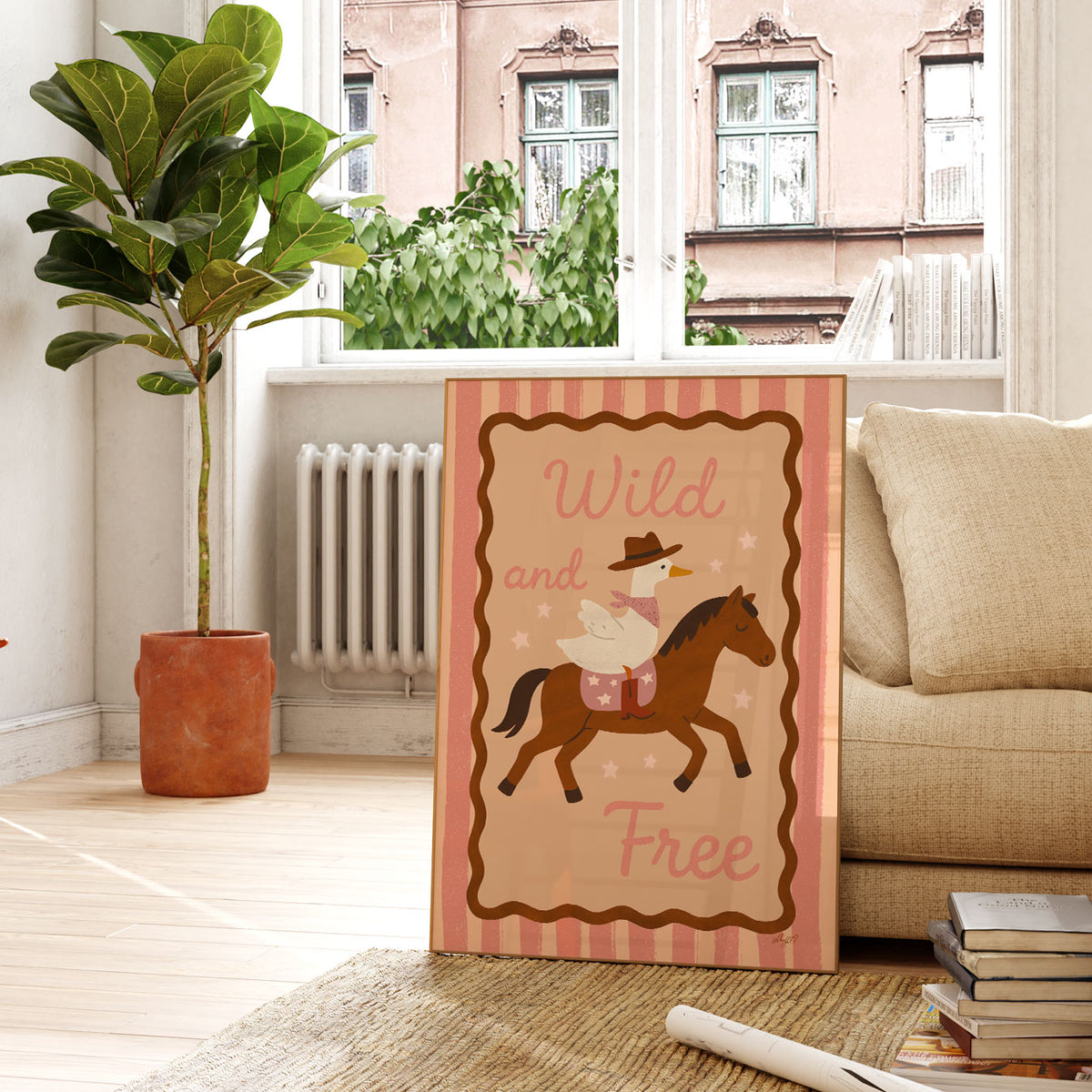 Wild And Free Rider Cream Poster