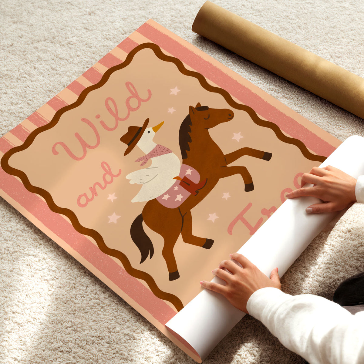 Wild And Free Rider Cream Poster