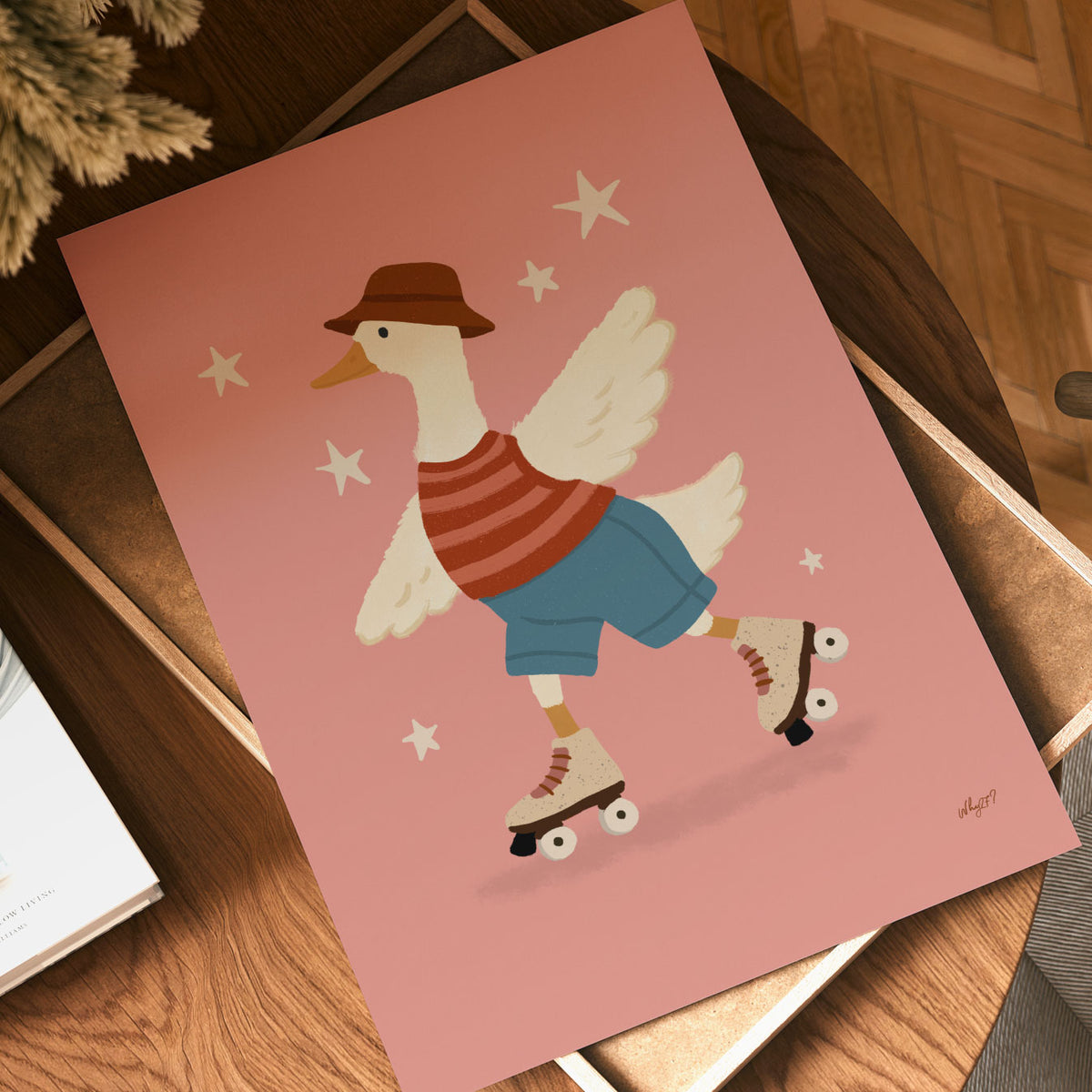 Roller Skating Cat Cream Poster
