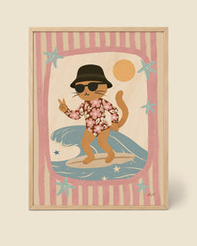 Surfer-Kätzchen Poster in Creme
