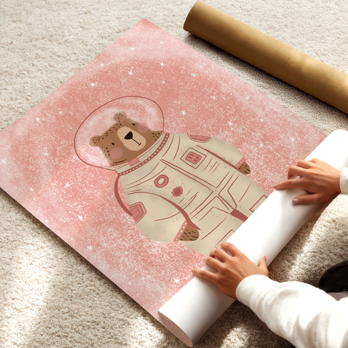 Little Astronaut Cream Poster