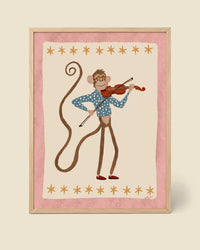 Póster Mono Violinista Rosa