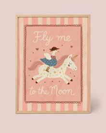 Fly Me to the Moon Einhorn Poster