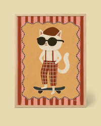 Póster Gato Skater Retro