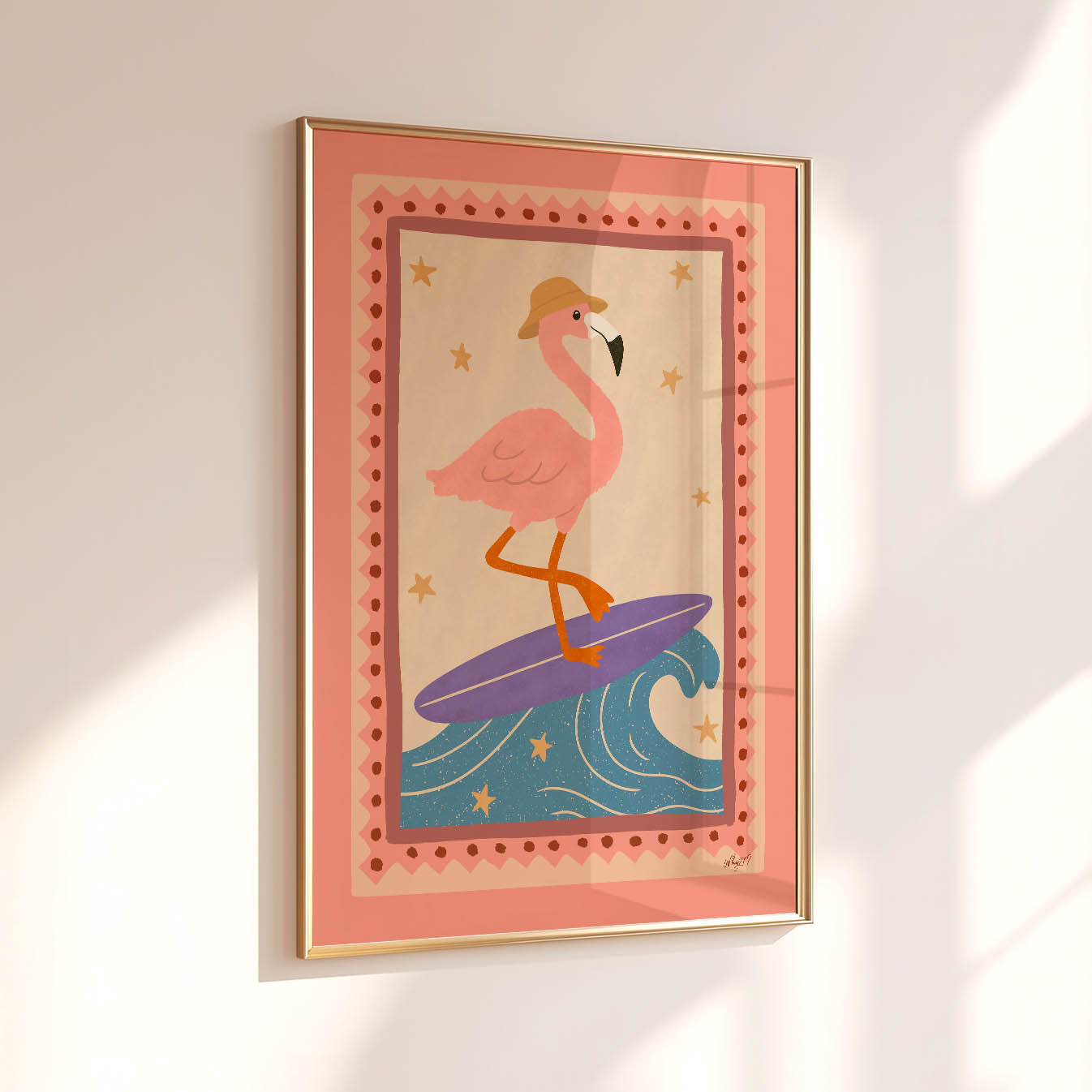 Flamingo Surf Poster