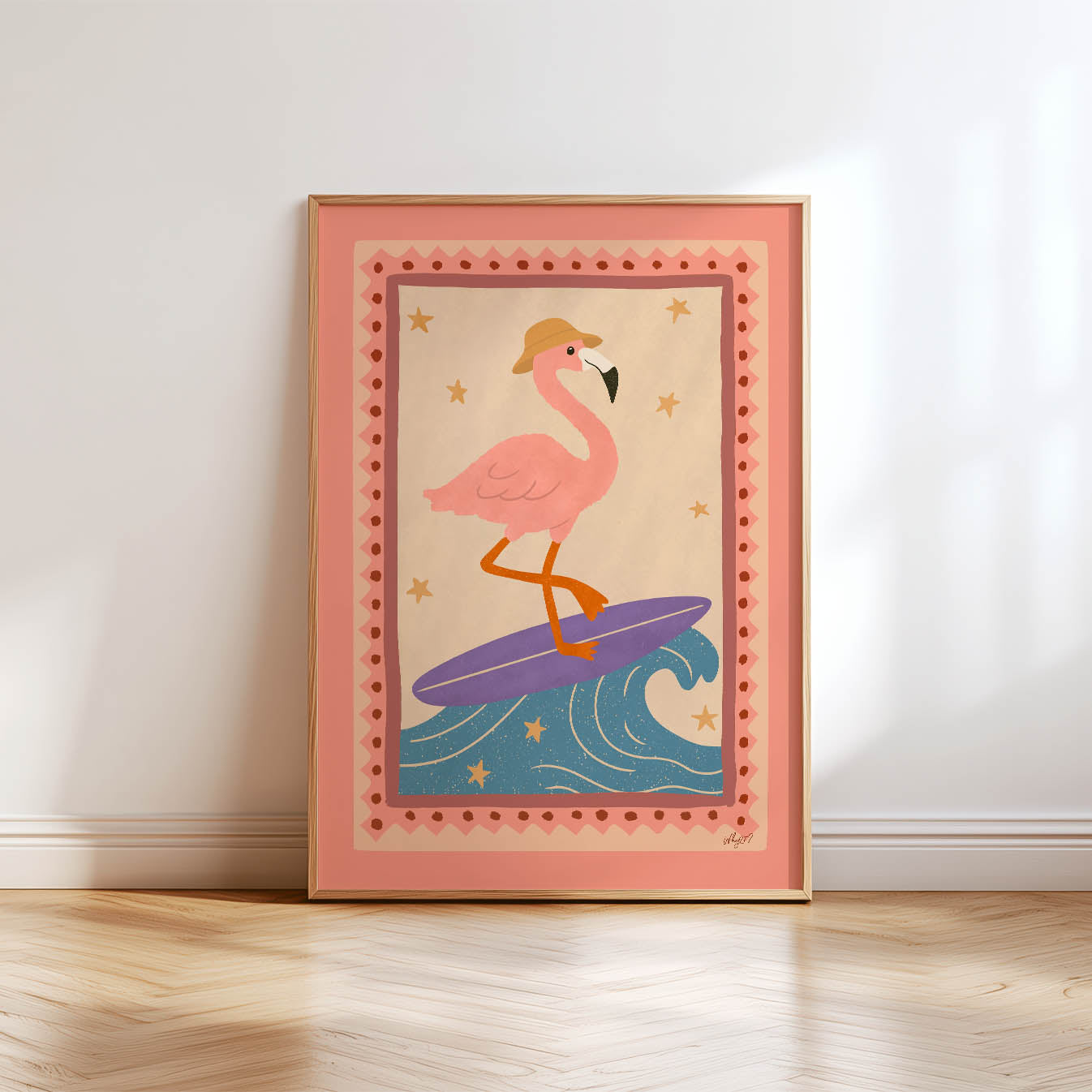 Flamingo Surf Poster